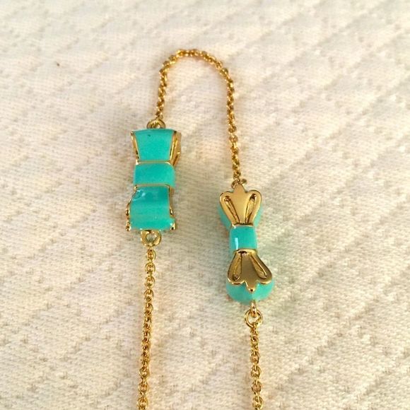 KATE SPADE Gold and Mint Green Long Bow Necklace - Picture 4 of 9